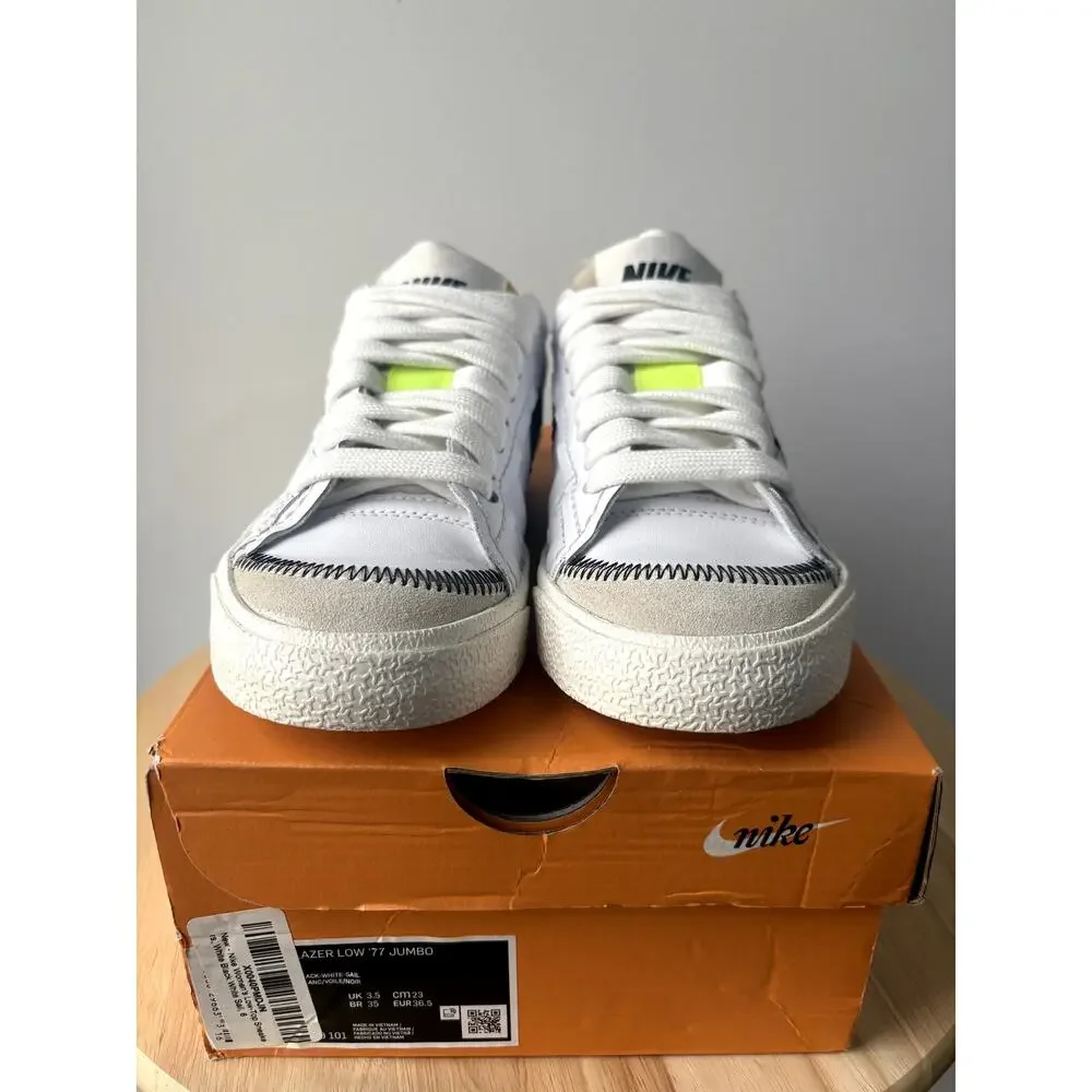 Nike Blazer Low '77 Jumbo White Black Sail Sneakers DQ1470-101 Women's Size 6